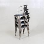 Stoel (6) - Tolix-stijl fauteuil - Staal, Synthetisch leder