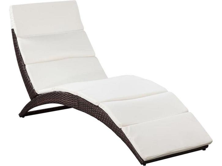 vidaXL - Ligbed - inklapbaar - met - kussen - poly - rattan, Tuin en Terras, Ligbedden, Nieuw, Verzenden