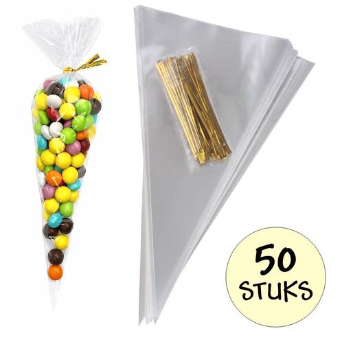 Fako Bijoux® - 50x Cellofaan Puntzakken 30x16cm - Puntzak, Diversen, Cadeauverpakkingen, Verzenden