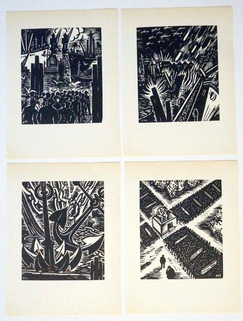 Frans Masereel (1889-1972) - Hamburg (4 Holzschnitte), Antiquités & Art, Antiquités | Autres Antiquités