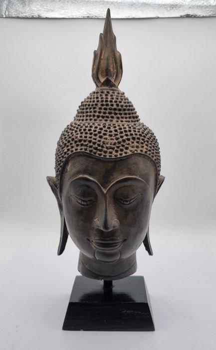 19th C. Thai Rattanakosin Brass Buddha Head - Beeld -, Antiek en Kunst, Kunst | Niet-Westerse kunst