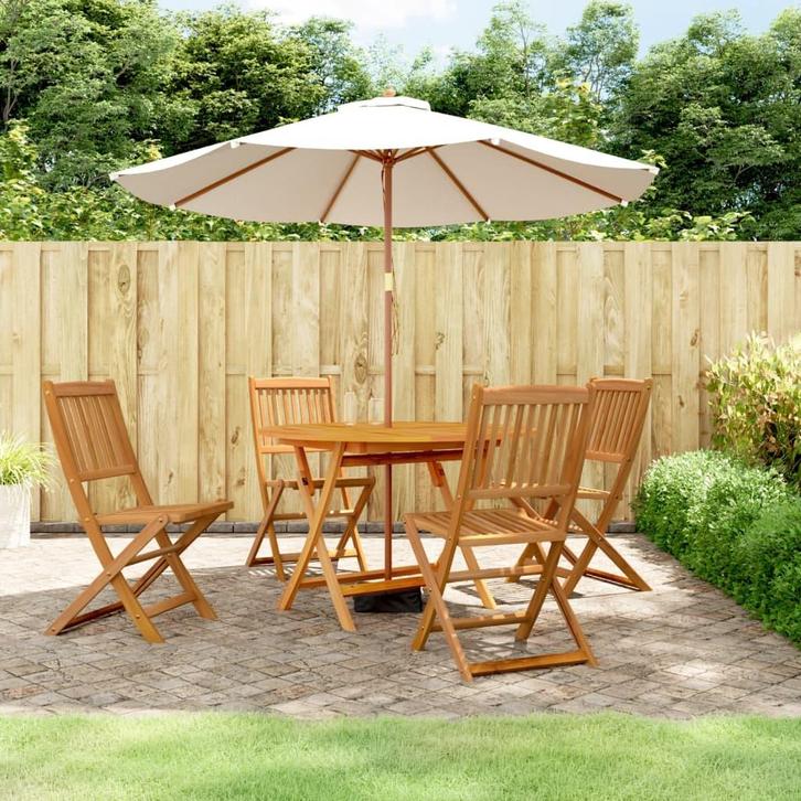 vidaXL 5-delige Eethoek massief acaciahout, Jardin & Terrasse, Ensembles de jardin, Envoi