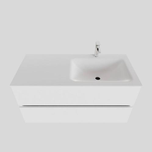 Badkamermeubel Solid Surface BWS Oslo 100x46 cm Rechts Mat, Doe-het-zelf en Bouw, Sanitair, Bad, Nieuw, Ophalen of Verzenden