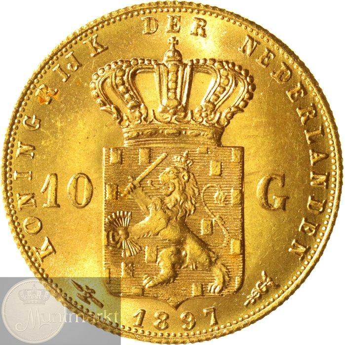 Nederland. Wilhelmina. 10 Gulden of Gouden tientje 1897, Postzegels en Munten, Munten | Nederland