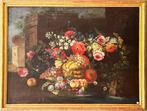 Italiaanse school (XVII) - Composizione di fiori e frutta in, Antiek en Kunst, Kunst | Schilderijen | Klassiek