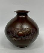 Vase - Argent, Bronze - Signed Shisan  - Unique bronze, Antiquités & Art, Antiquités | Autres Antiquités