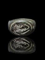 Ancien grec et romain Sceau Rare en Bronze Pegasus Bague