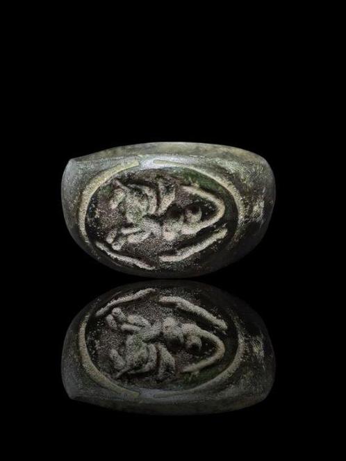 Ancien grec et romain Sceau Rare en Bronze Pegasus Bague, Handtassen en Accessoires, Antieke sieraden