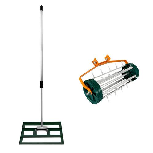 2-in-1 Verticuteer- en Gazonvlakker Set van 50 cm - Groen, Jardin & Terrasse, Gazon & Gazon artificiel, Envoi