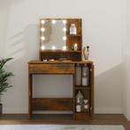 vidaXL Kaptafel met LED-verlichting 86,5x35x136 cm gerookt, Huis en Inrichting, Tafelonderdelen, Verzenden, Nieuw