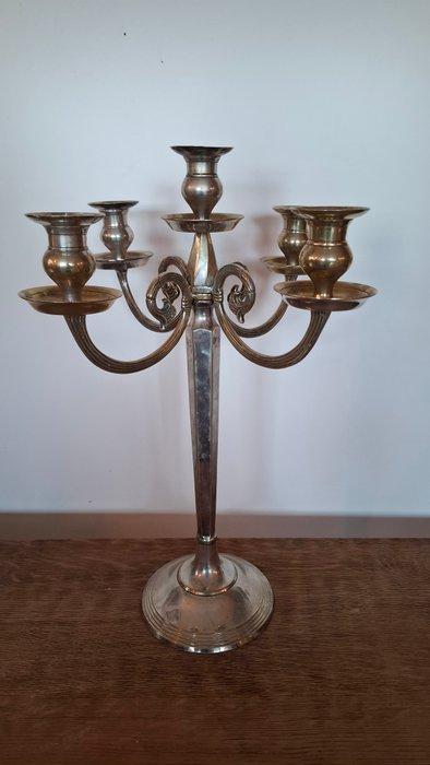 Kandelaar - Verzilverd - 5 Armige Kandelaar, Antiquités & Art, Antiquités | Meubles | Tables