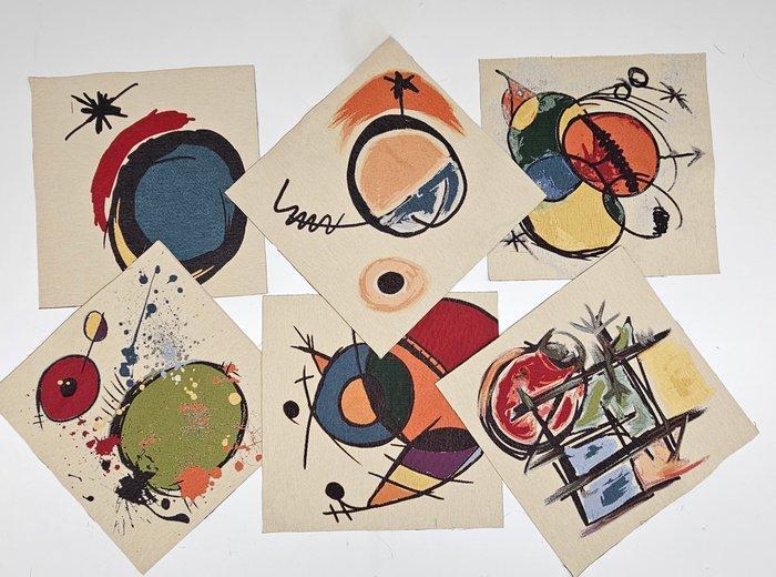 6 panelen Joan Miró 47x47cm elk - Artistiek ontwerp -, Antiek en Kunst, Antiek | Tapijten, Tafelkleden en Textiel
