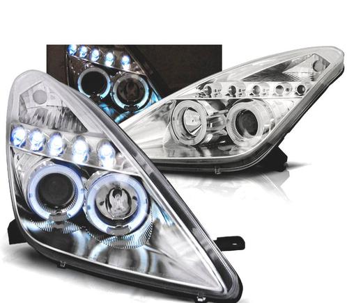 PHARES POUR TOYOTA CELICA T23 99-05 LED ANGEL EYES CHROMÉ, Auto-onderdelen, Verlichting, Verzenden