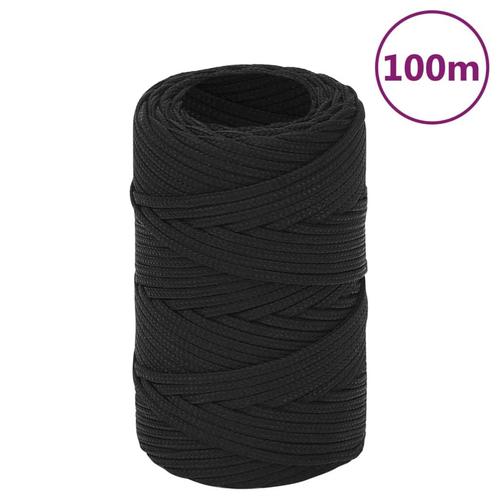 vidaXL Boottouw 2 mm 100 m polypropeen zwart, Doe-het-zelf en Bouw, IJzerwaren en Bevestigingsmiddelen, Nieuw, Verzenden