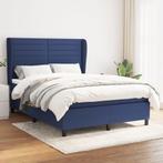 vidaXL Boxspring met matras stof blauw 140x200 cm, Huis en Inrichting, Slaapkamer | Bedden, Verzenden, Nieuw