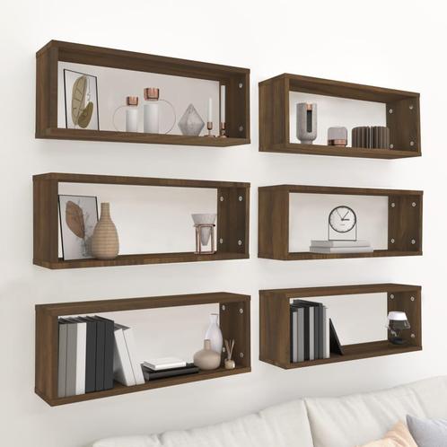 vidaXL Wandschappen kubus 6 st 60x15x23 cm bewerkt hout, Huis en Inrichting, Kasten | Wandmeubels, Nieuw, Verzenden