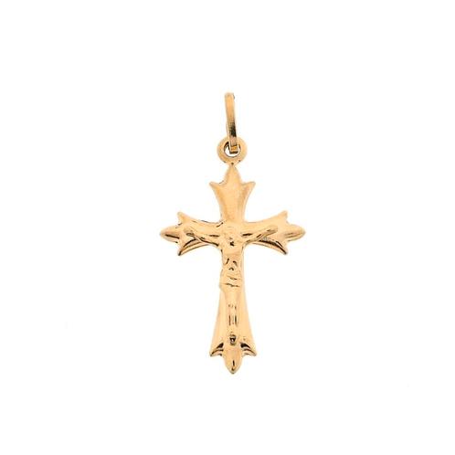 18 Krt. Gouden hanger van een kruis met corpus, Handtassen en Accessoires, Bedels, Gebruikt, Overige merken, Goud, Ophalen of Verzenden