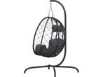 vidaXL Hangstoel met kussen poly rattan en staal, Tuin en Terras, Tuinstoelen, Verzenden, Zo goed als nieuw