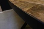 Mangohouten eetkamertafel / vergadertafel visgraat ovaal,, Nieuw in verpakking, Bureau