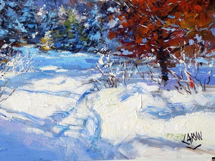Claude Carvin (1956) - Un manteau dhiver, Antiek en Kunst, Kunst | Schilderijen | Klassiek