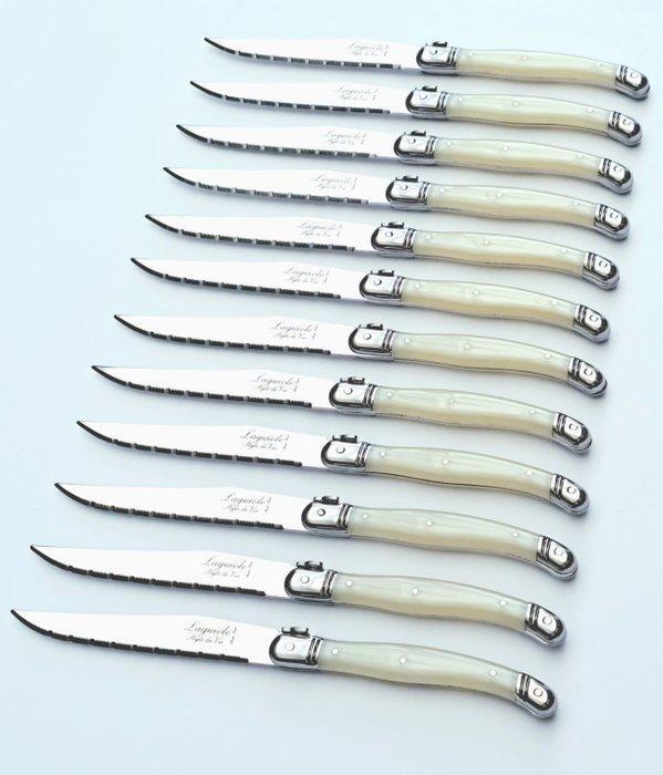 Laguiole - 12x Steak Knives - Pearl - style de -, Antiquités & Art, Antiquités | Ustensiles de cuisine