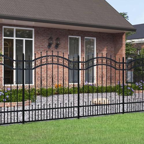vidaXL Tuinhek met spijlpunten 165 cm gepoedercoat staal, Tuin en Terras, Tuinhekken en Hekwerk, Nieuw, Verzenden