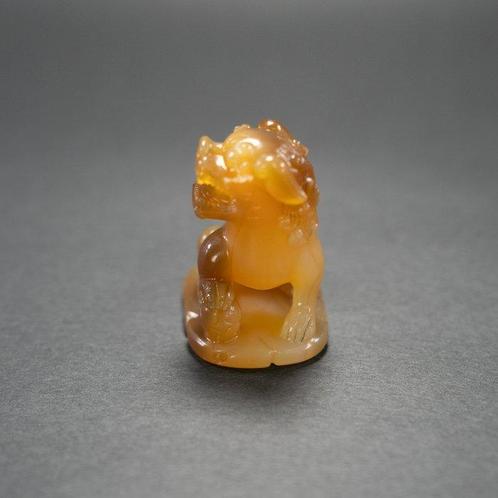 Exquise met de hand gesneden gele agaat leeuw - Symbool van, Antiek en Kunst, Antiek | Overige Antiek
