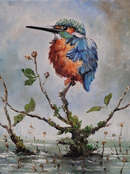 Tomasz Bednarski (1965) - Kingfisher on the hunt, Antiek en Kunst, Kunst | Schilderijen | Klassiek