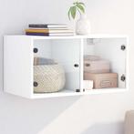 vidaXL Wandkast met glazen deuren 68,5x37x35 cm wit, Verzenden, Nieuw