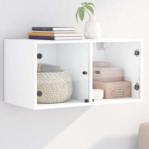vidaXL Wandkast met glazen deuren 68,5x37x35 cm wit, Huis en Inrichting, Kasten | Overige, Nieuw, Verzenden
