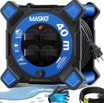Masko® Kabelhaspel 40m - Verlengkabel - IP44 - Blauw, Verzenden, Nieuw