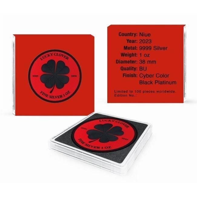 Niue. 2 Dollars 2023 1oz $2 NZD Niue Lucky Clover Cyber Red, Postzegels en Munten, Edelmetalen en Baren