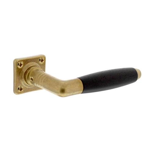 Deurklink Ton 400 met rozet messing getrommeld/ebbenhout, Doe-het-zelf en Bouw, Hang- en Sluitwerk, Klink of Kruk, Nieuw, Koper of Messing