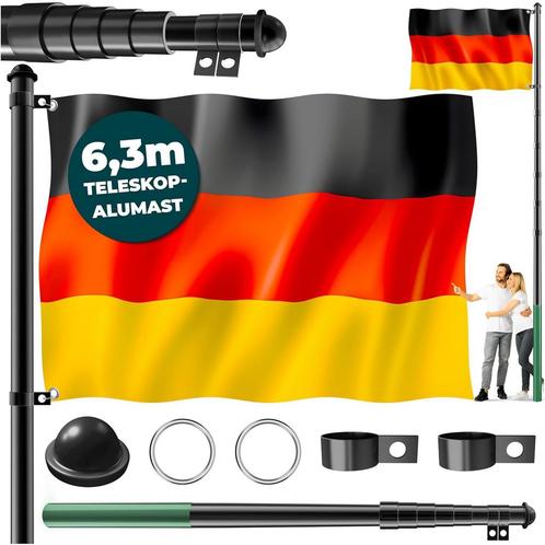 KESSER® Telescopische vlaggenmast - Verstelbaar - 6,30m - Zw, Tuin en Terras, Overige Tuin en Terras, Verzenden