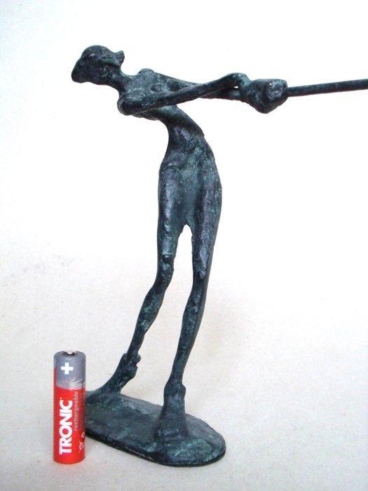 Figuur - Golfster in full swing - 21 cm - Brons, Antiquités & Art, Curiosités & Brocante