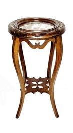 Bijzettafel - Hout, Marmer - Voetstuk - H : 63 cm, Antiek en Kunst