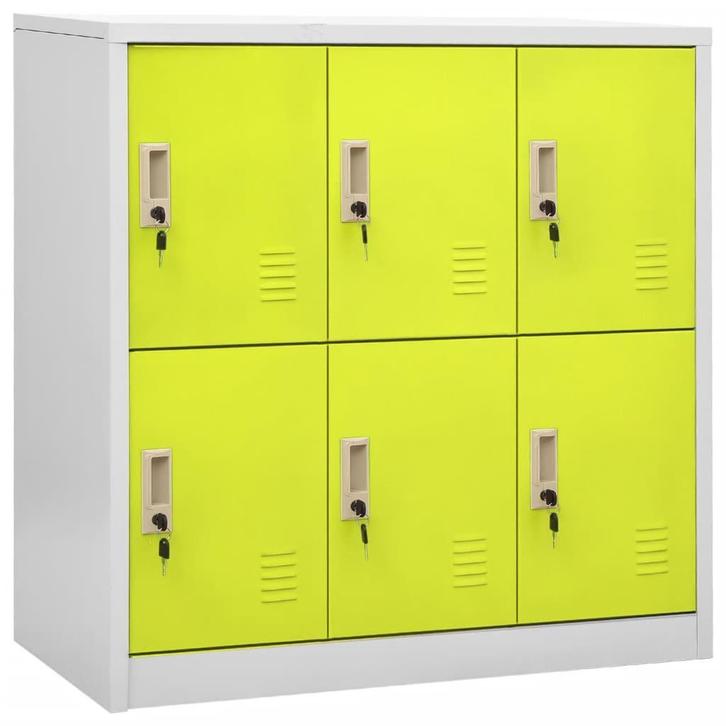 vidaXL Lockerkast 90x45x92,5 cm staal lichtgrijs en groen, Huis en Inrichting, Kasten | Overige, Nieuw, Verzenden