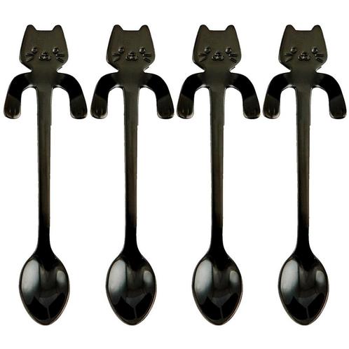 Fako Bijoux® - Theelepel / Koffielepel Hangende Kat - Zwart, Huis en Inrichting, Keuken | Bestek, Verzenden