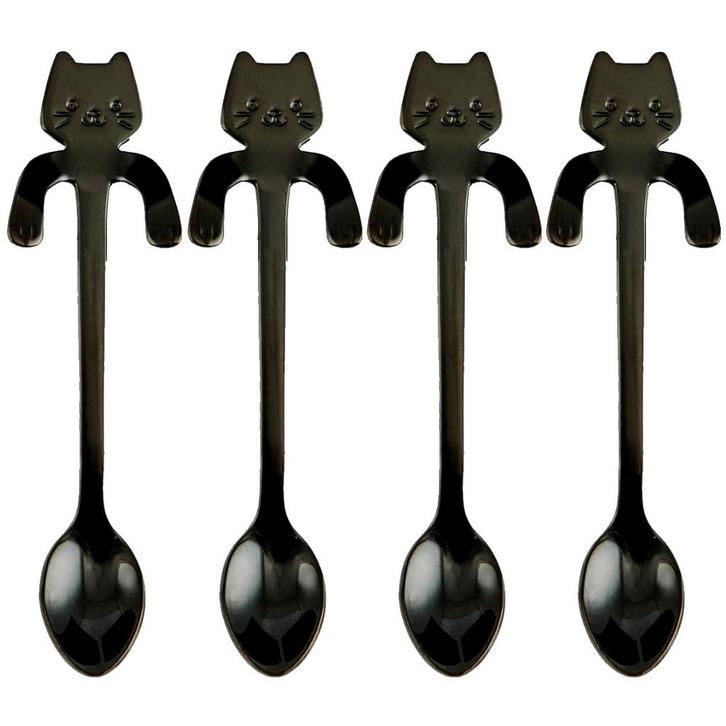 Fako Bijoux - Theelepel / Koffielepel Hangende Kat - Zwart -, Huis en Inrichting, Keuken | Bestek, Verzenden