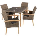 Wicker tafel Tarent met 4 stoelen Rosarno - natuur, Jardin & Terrasse, Verzenden