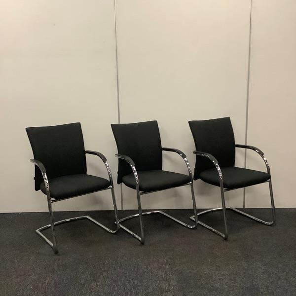 complete set van 3 stuks vergaderstoelen,  Klöber 742,, Huis en Inrichting, Stoelen, Zwart, Gebruikt, Drie