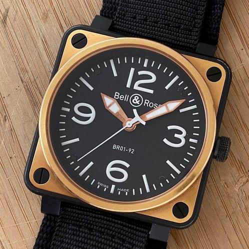 Bell & Ross - Pink Gold BR-01 - BR01-92-S/R-327 - Homme -, Handtassen en Accessoires, Horloges | Heren