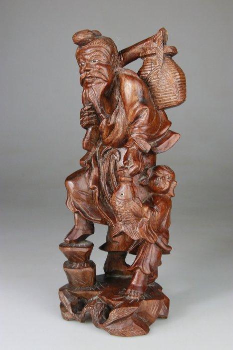 Beeld - Beeldje - Shoulao - Beeld - Tulpenboomhout - China -, Antiek en Kunst, Antiek | Overige Antiek