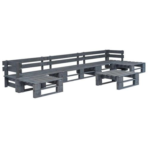 vidaXL 6-delige Loungeset pallet hout grijs, Tuin en Terras, Tuinsets en Loungesets, Loungeset, Nieuw, Verzenden