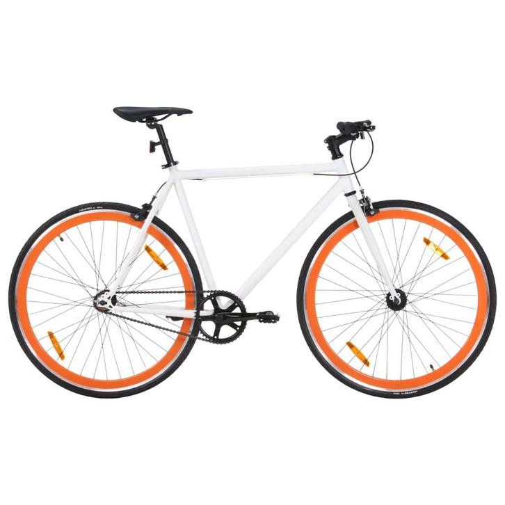 Witte & Oranje Fixie 51cm | Tweede Kansje met Korting, Fietsen en Brommers, Fietsen | Racefietsen, Nieuw, Staal, Overige merken