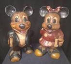 Mickey Mouse, Minnie Mouse - 1 statue en bois - Handmade -, Nieuw