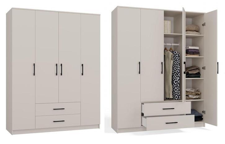 Kledingkast paris  creme 160x52x200 (Kledingkasten), Huis en Inrichting, Kasten | Kleerkasten, Nieuw, Met lade(s), Overige houtsoorten