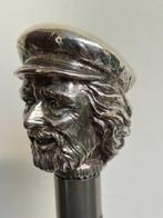 Wandelstok - Hout, Verzilverd - wandelstok, Antiek en Kunst