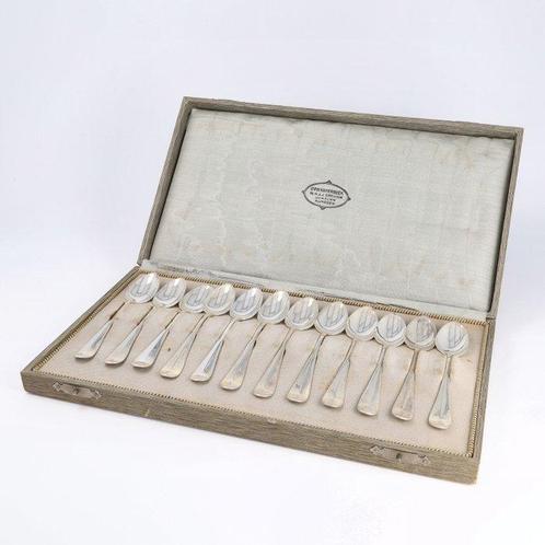 A.J. Driesen, Theelepel, Hollands glad - Koffielepel (12), Antiek en Kunst, Antiek | Zilver en Goud