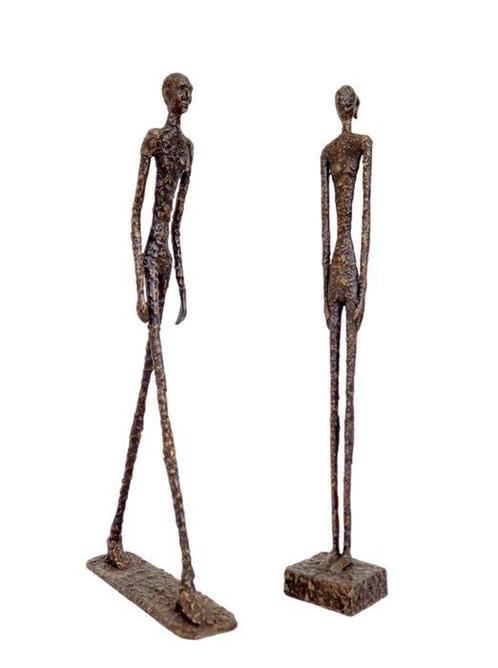 Beeldje - Lopende mensen (2) - Brons, Antiek en Kunst, Curiosa en Brocante